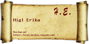 Higl Erika névjegykártya